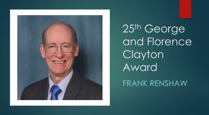 Frank Renshaw receiving Clayton Award